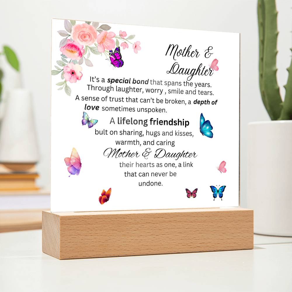 Mother & Daughter Bond Acrylic Plaque- Heart Shape