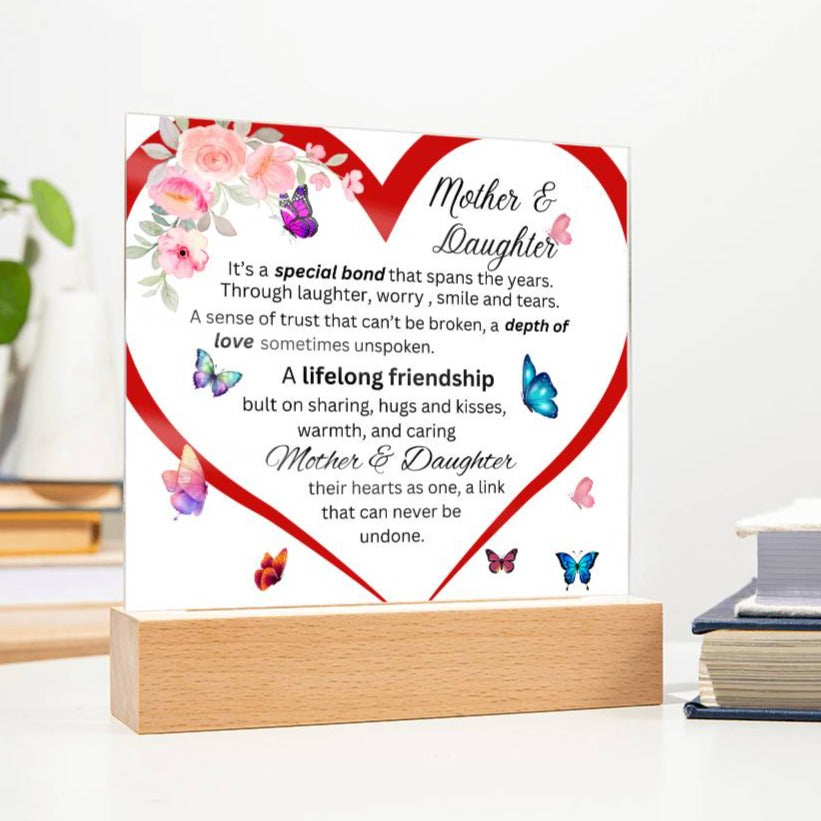 Gift For Mom-Mother & Daughter Bond Acrylic Square Plaque