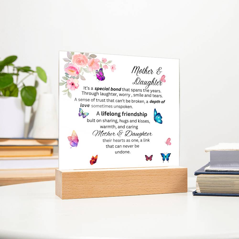 Mother & Daughter Bond Acrylic Plaque- Heart Shape