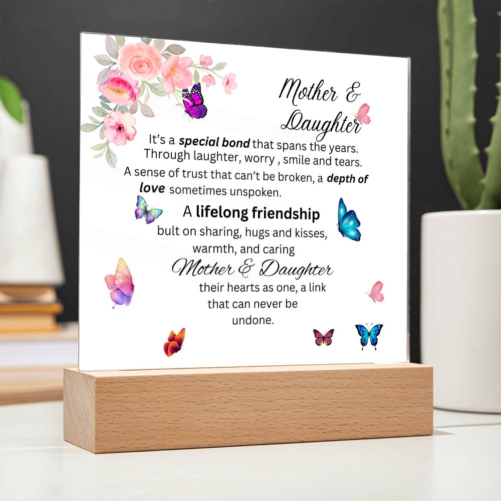 Mother & Daughter Bond Acrylic Plaque- Heart Shape