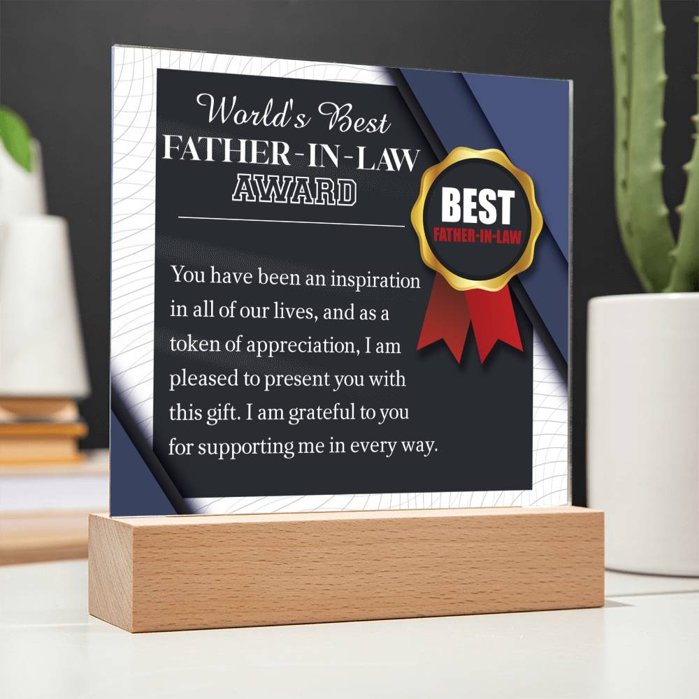 Gift for Father N Law-The World Award-Plaque