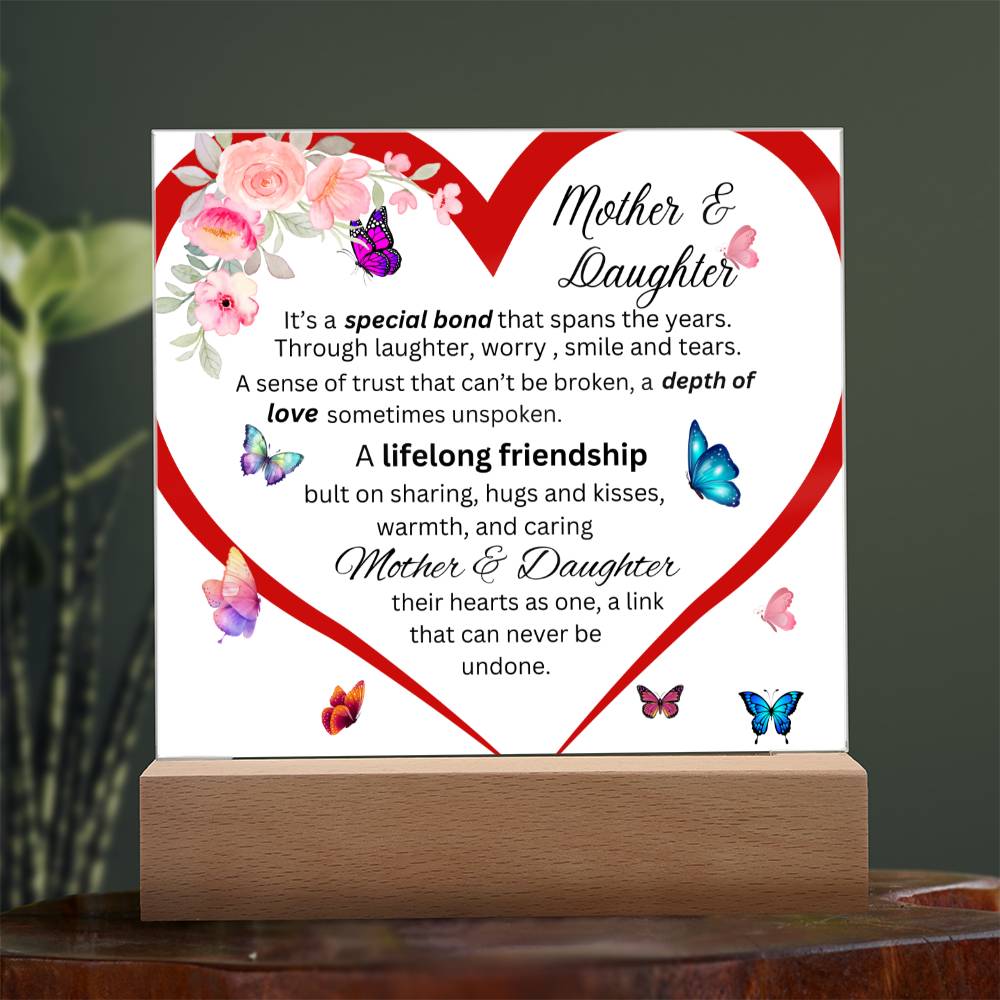 Gift For Mom-Mother & Daughter Bond Acrylic Square Plaque