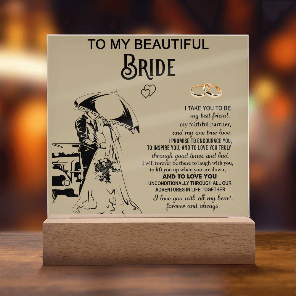 Gift To My Beautiful Bride-Square Plaque
