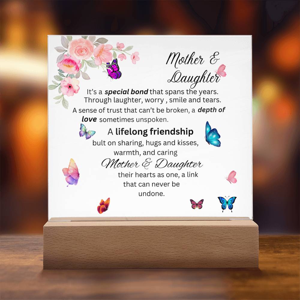 Mother & Daughter Bond Acrylic Plaque- Heart Shape