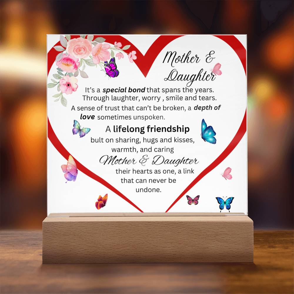 Gift For Mom-Mother & Daughter Bond Acrylic Square Plaque