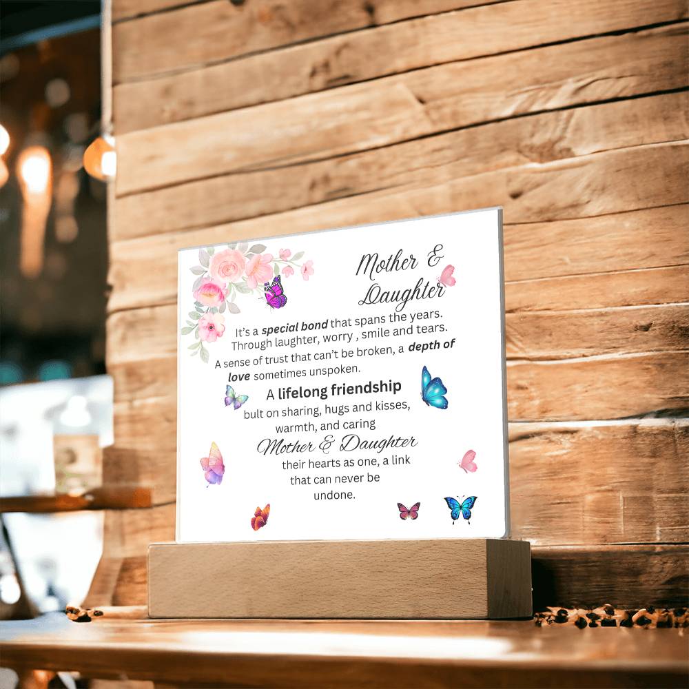 Mother & Daughter Bond Acrylic Plaque- Heart Shape