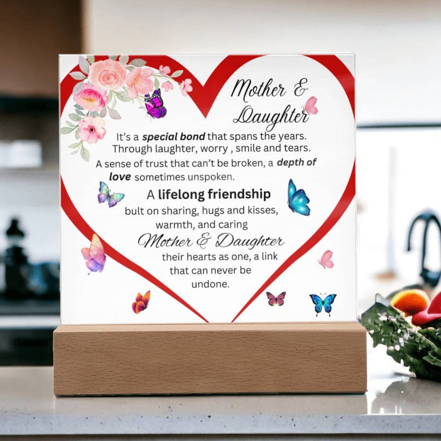 Gift For Mom-Mother & Daughter Bond Acrylic Square Plaque