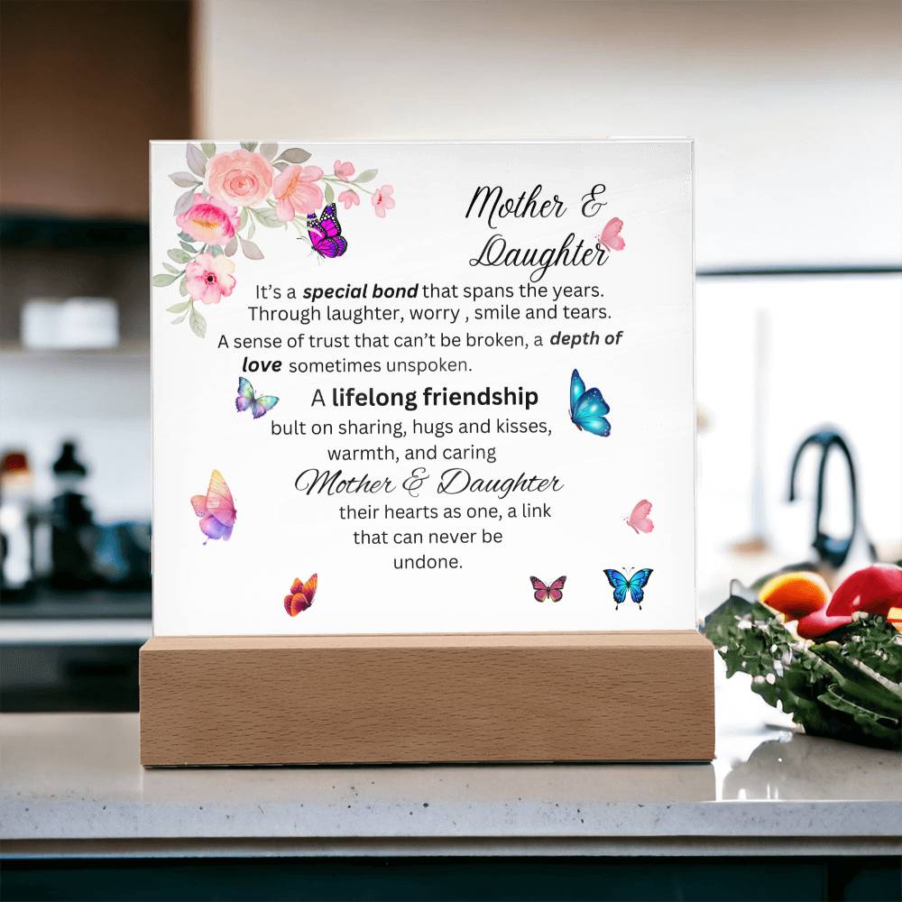 Mother & Daughter Bond Acrylic Plaque- Heart Shape