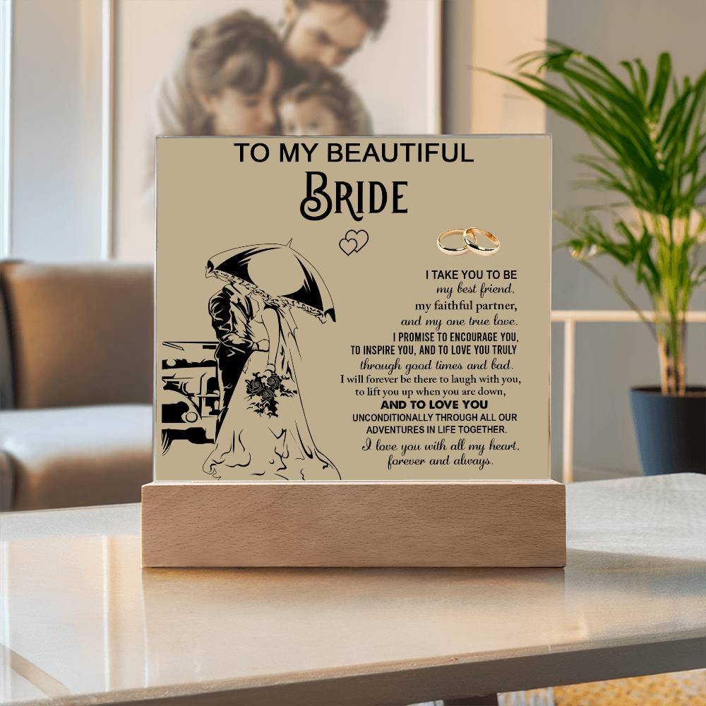Gift To My Beautiful Bride-Square Plaque