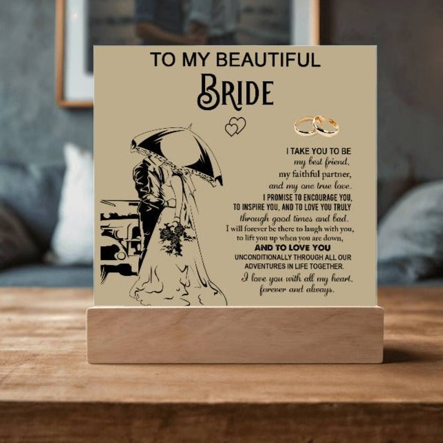 Gift To My Beautiful Bride-Square Plaque