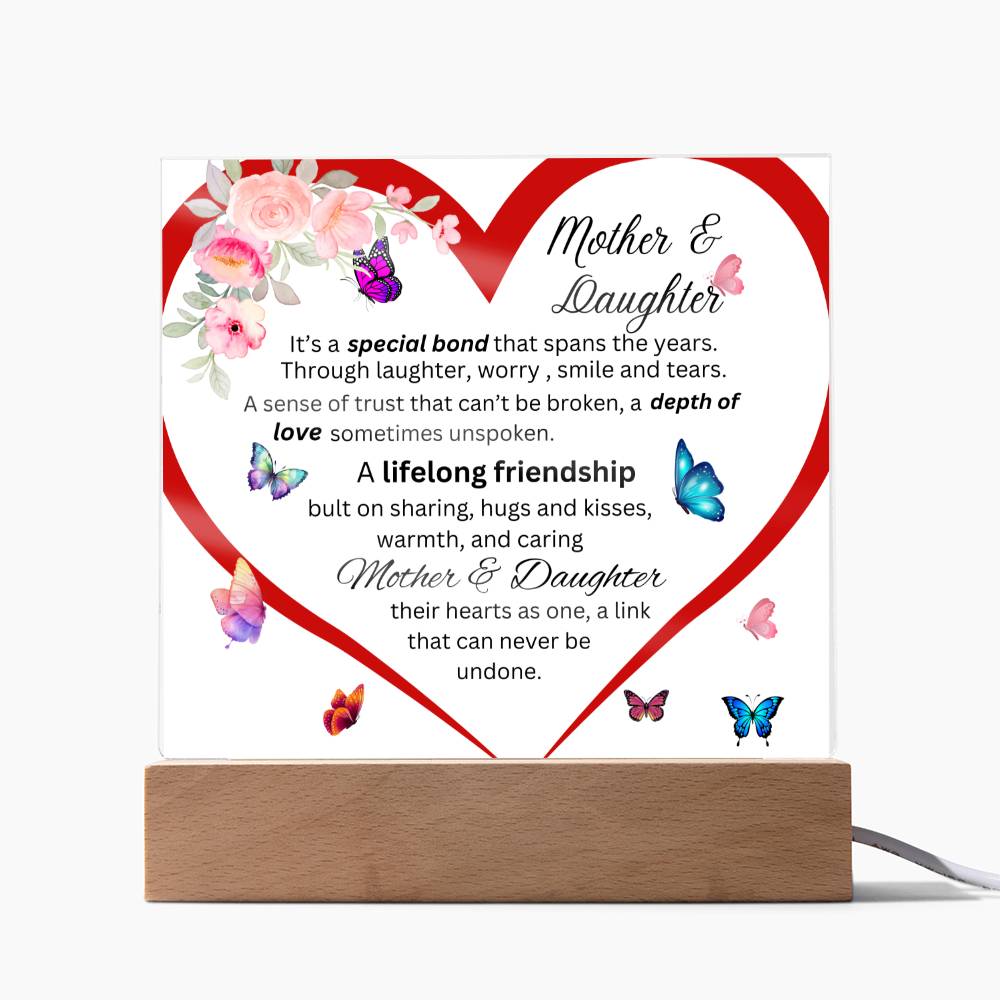 Gift For Mom-Mother & Daughter Bond Acrylic Square Plaque