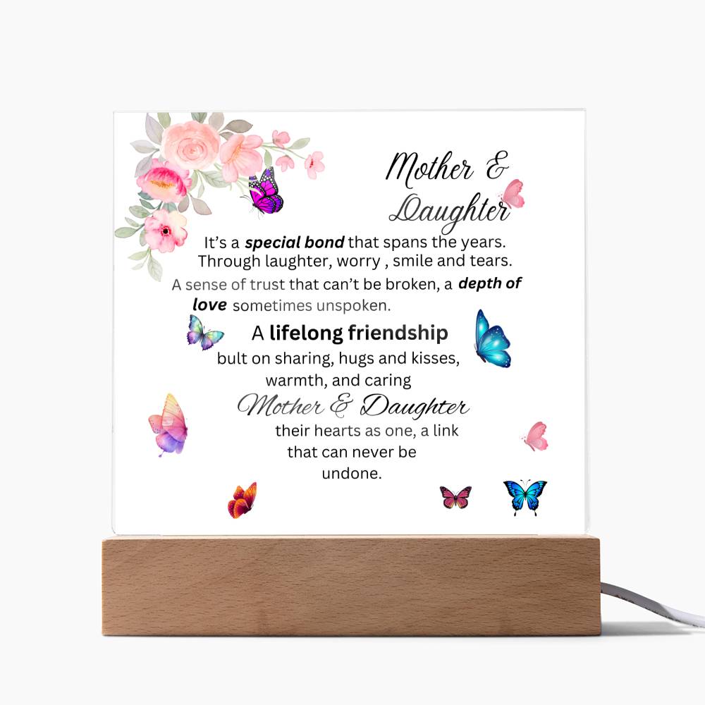 Mother & Daughter Bond Acrylic Plaque- Heart Shape