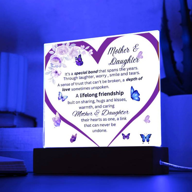 Gift For Mom-Mother & Daughter Bond Acrylic Square Plaque