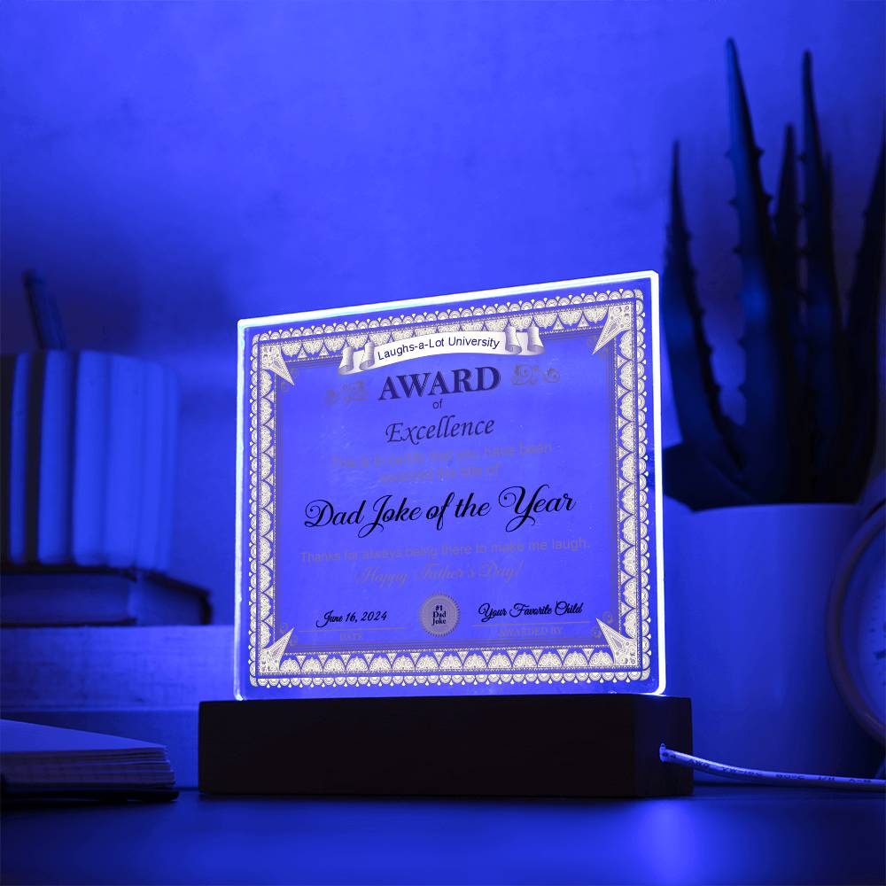 Gift for DAD-Award of Excellence-Plaque