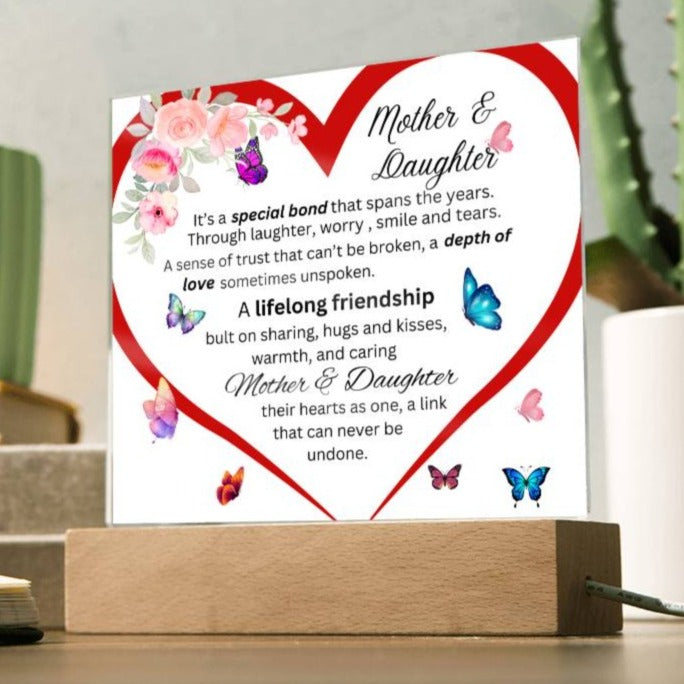 Gift For Mom-Mother & Daughter Bond Acrylic Square Plaque
