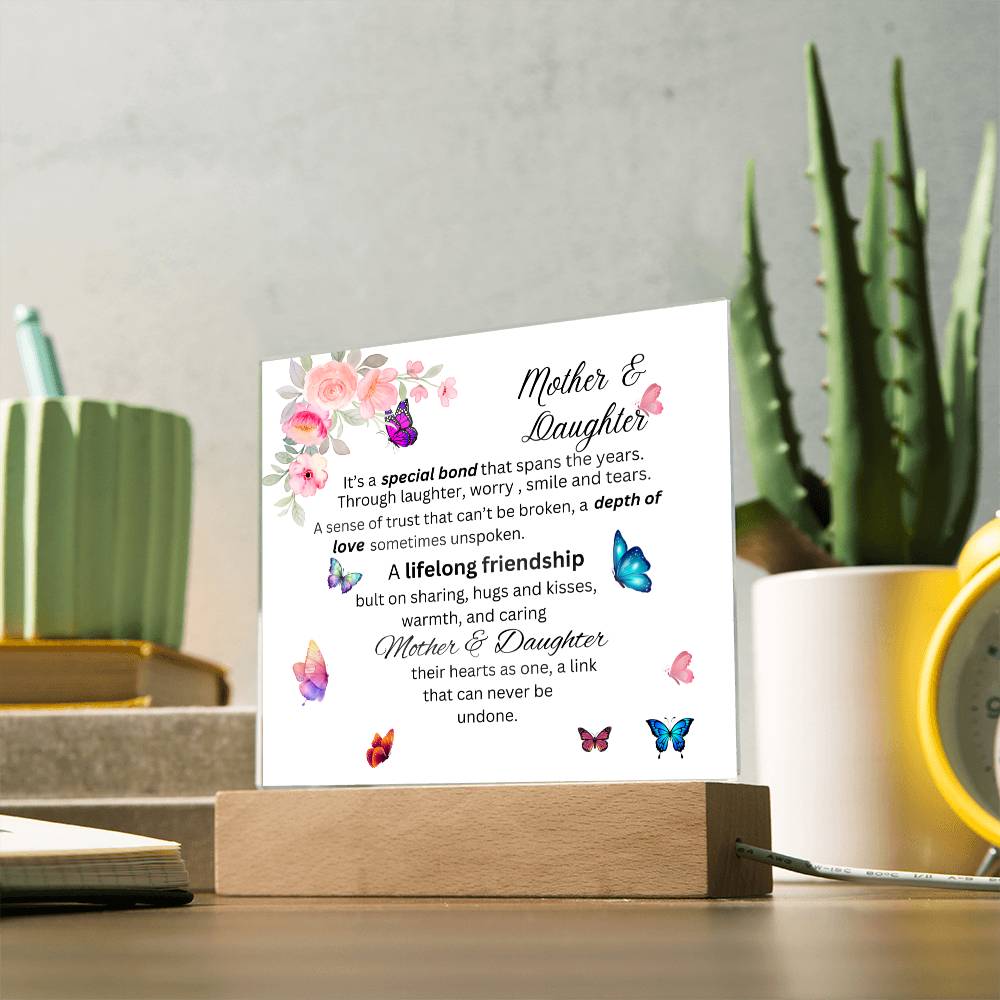 Mother & Daughter Bond Acrylic Plaque- Heart Shape