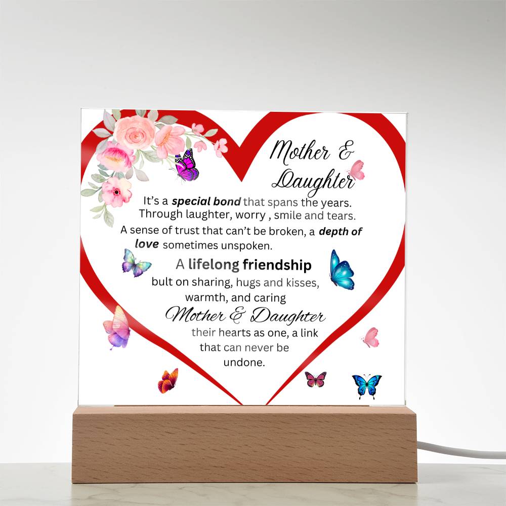 Gift For Mom-Mother & Daughter Bond Acrylic Square Plaque