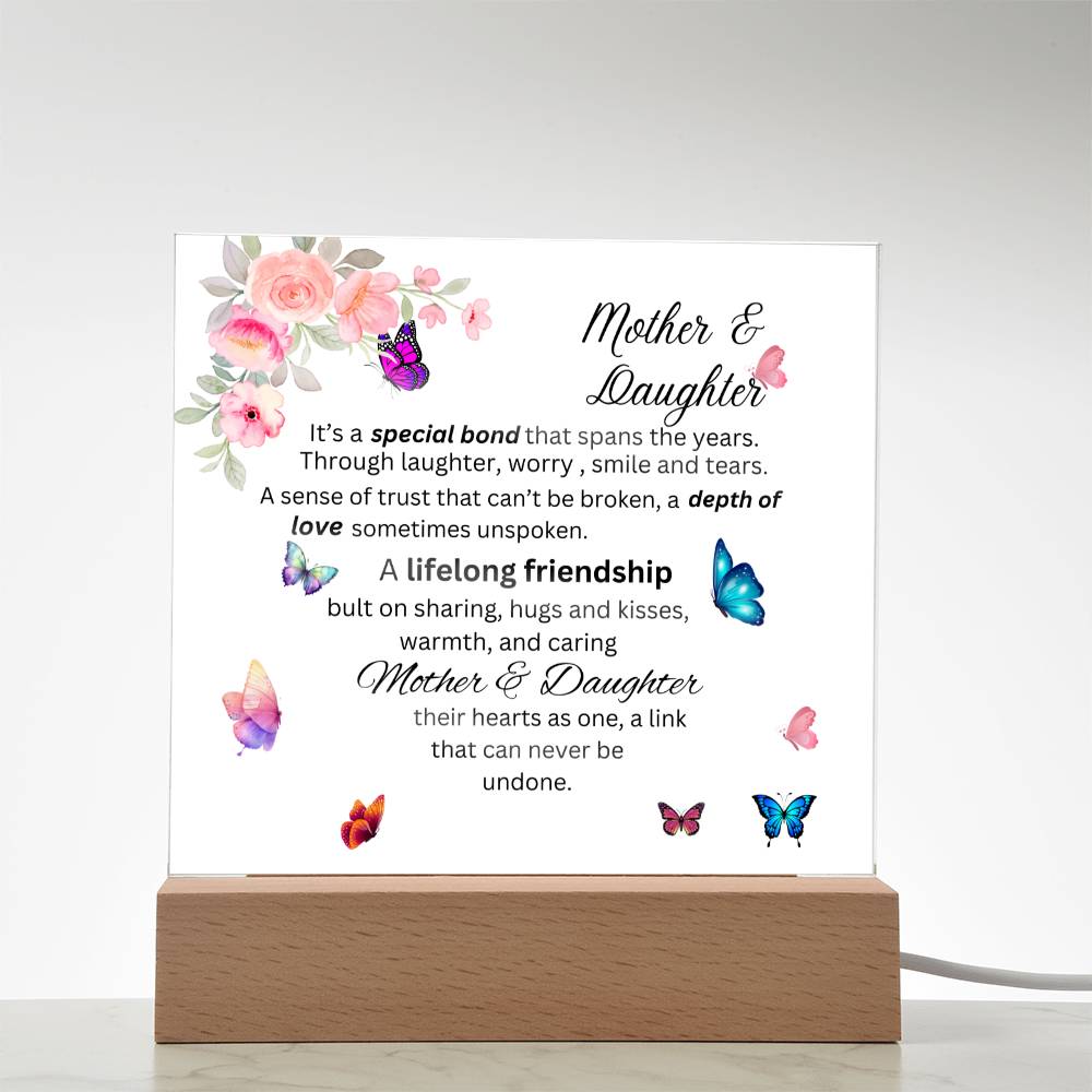 Mother & Daughter Bond Acrylic Plaque- Heart Shape