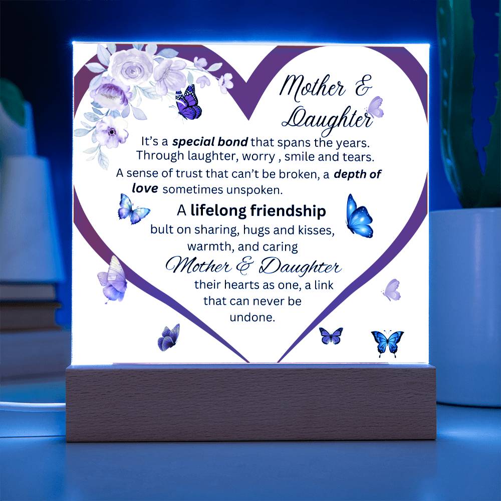 Gift For Mom-Mother & Daughter Bond Acrylic Square Plaque