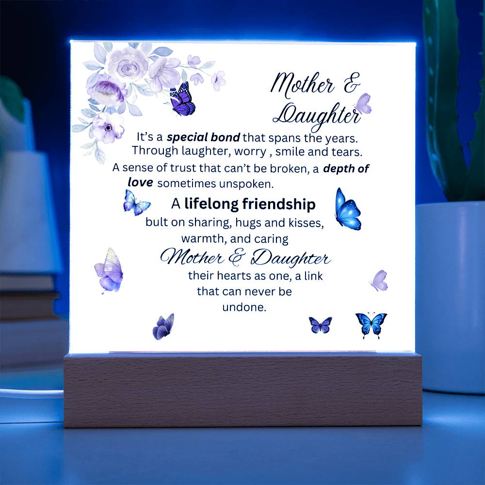 Mother & Daughter Bond Acrylic Plaque- Heart Shape