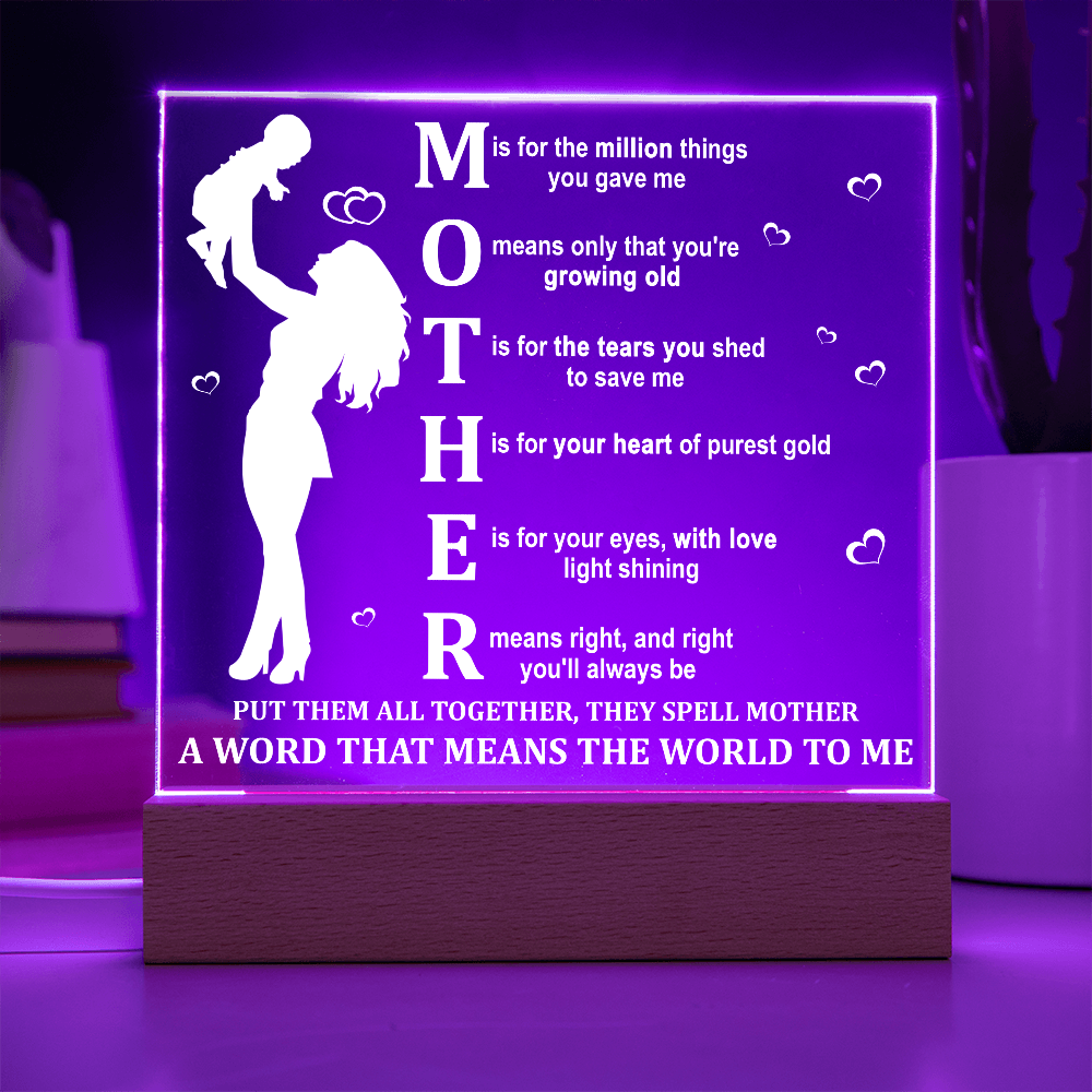 Mom-Means The World-Square Acrylic