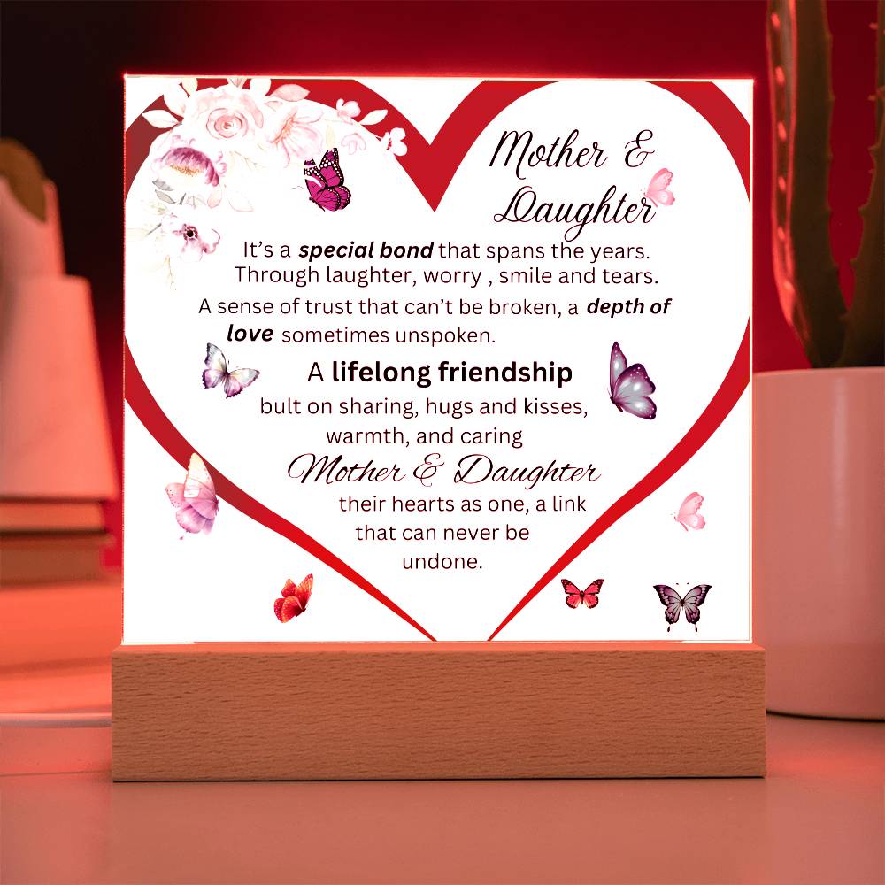 Gift For Mom-Mother & Daughter Bond Acrylic Square Plaque