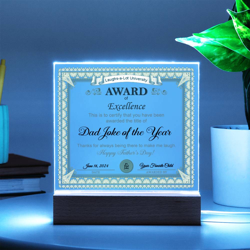 Gift for DAD-Award of Excellence-Plaque