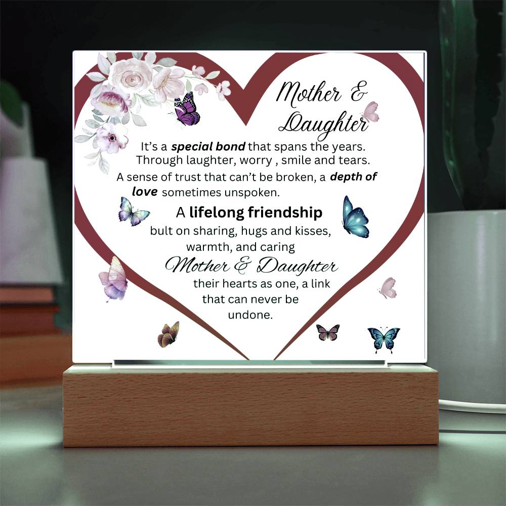 Gift For Mom-Mother & Daughter Bond Acrylic Square Plaque