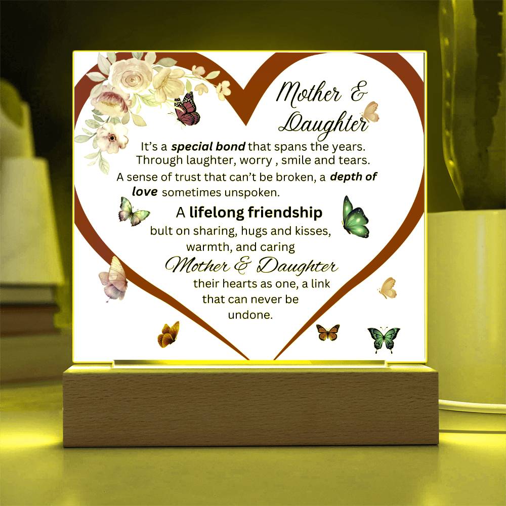 Gift For Mom-Mother & Daughter Bond Acrylic Square Plaque