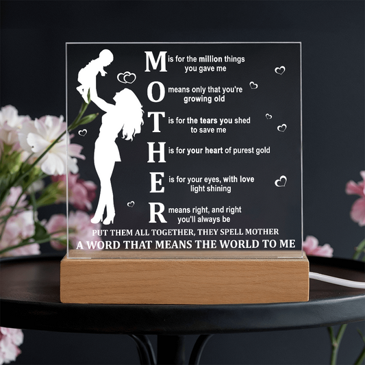 Mom-Means The World-Square Acrylic