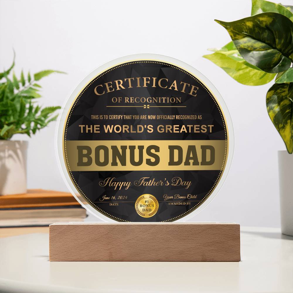 Gift For Bonus Dad-Certificate  of Recognition  Bonus Dad