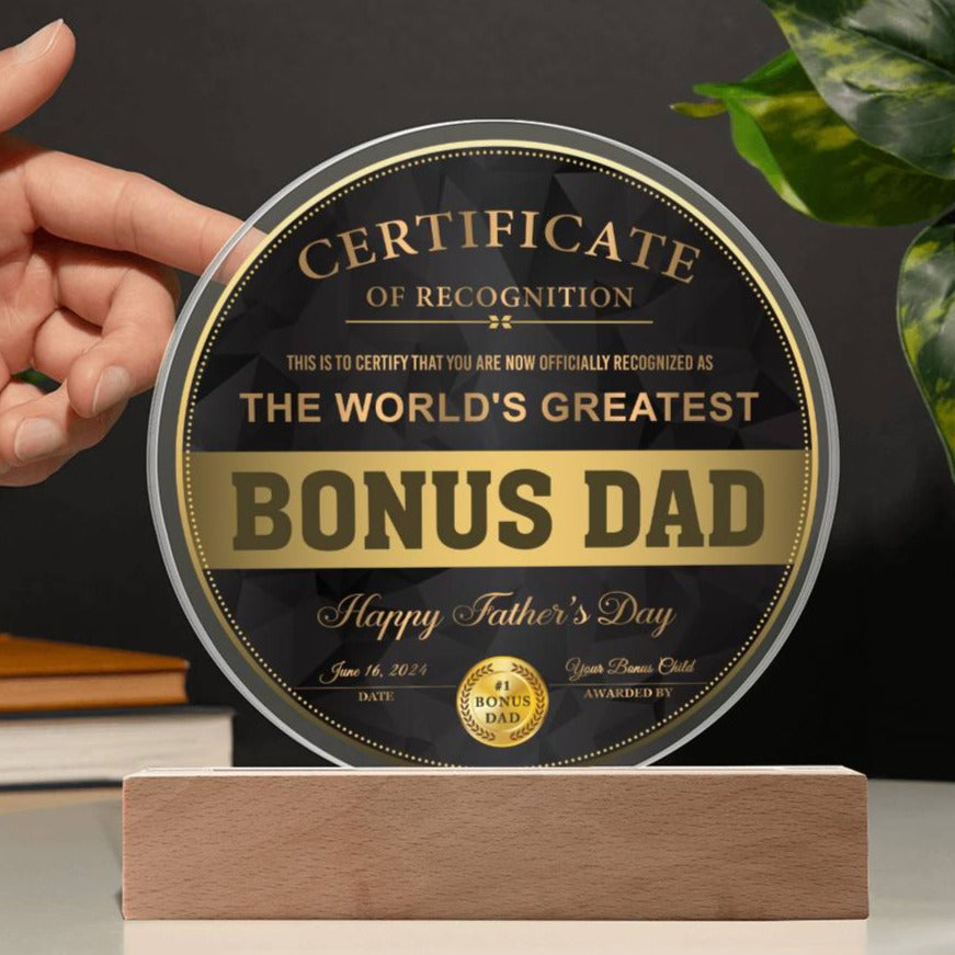 Gift For Bonus Dad-Certificate  of Recognition  Bonus Dad