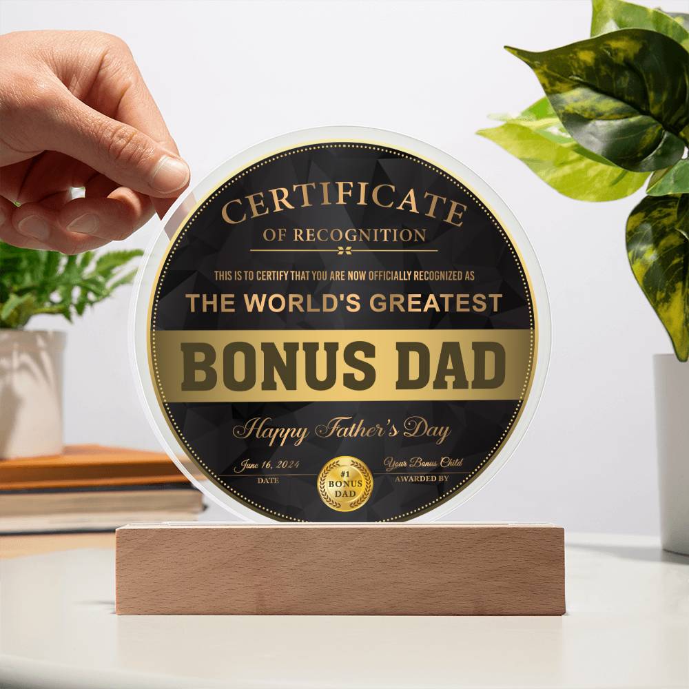 Gift For Bonus Dad-Certificate  of Recognition  Bonus Dad