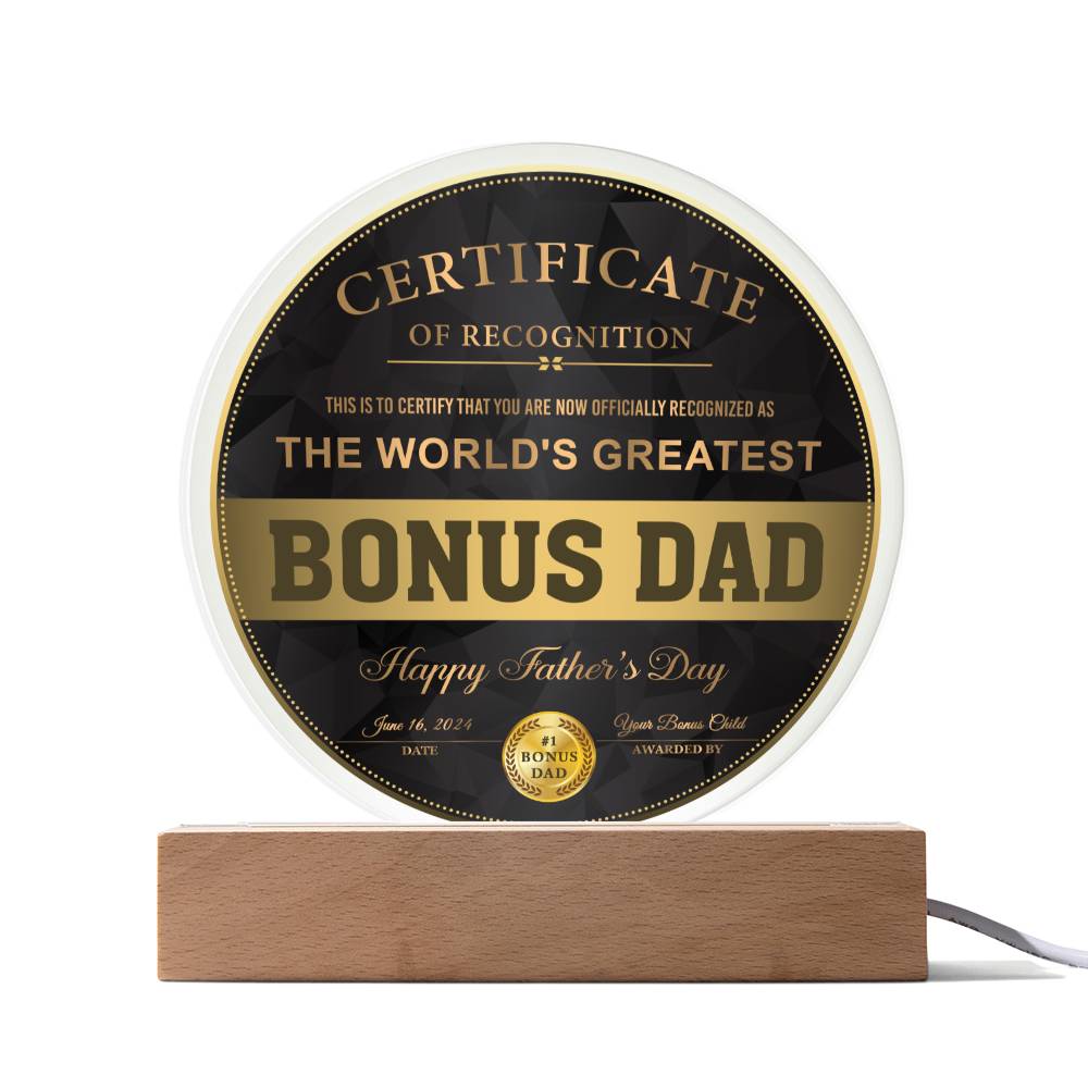 Gift For Bonus Dad-Certificate  of Recognition  Bonus Dad