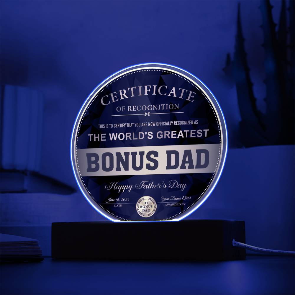 Gift For Bonus Dad-Certificate  of Recognition  Bonus Dad