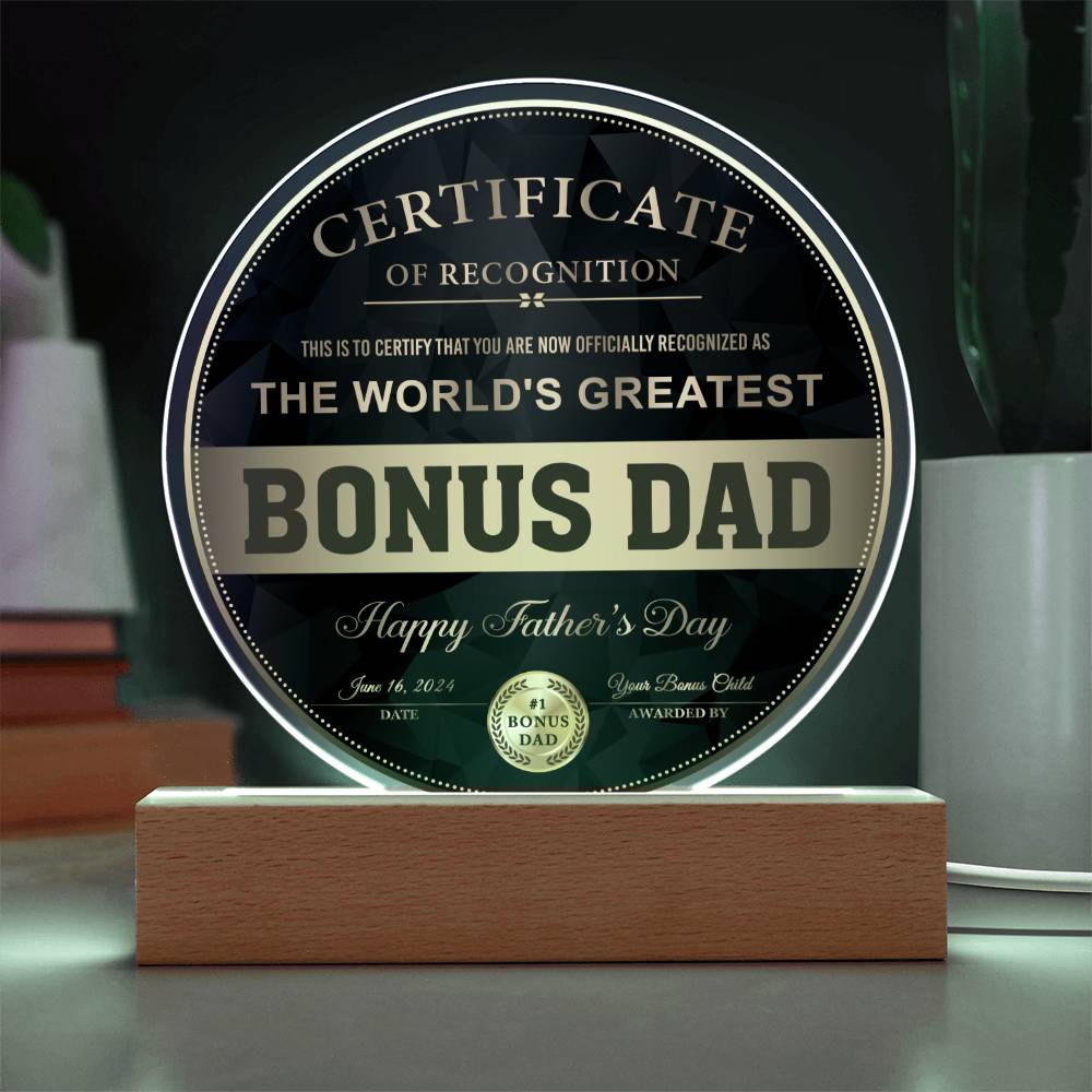 Gift For Bonus Dad-Certificate  of Recognition  Bonus Dad