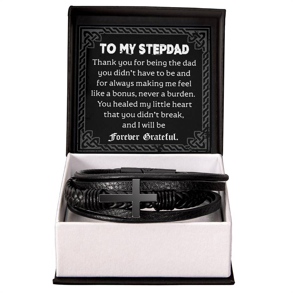 Gift for Stepdad-Will Be Forever-Cross Bracelet