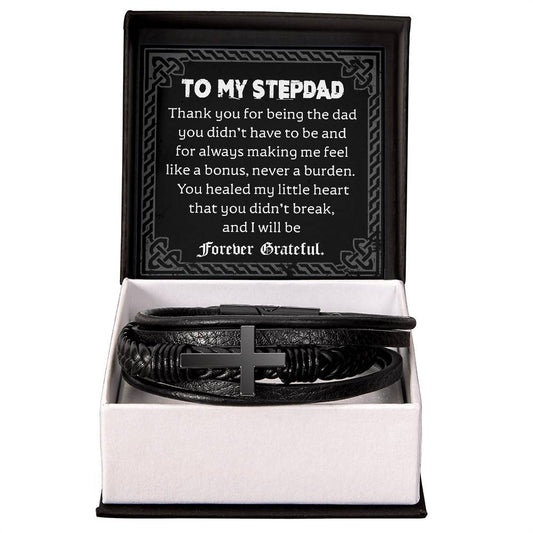 Gift for Stepdad-Will Be Forever-Cross Bracelet