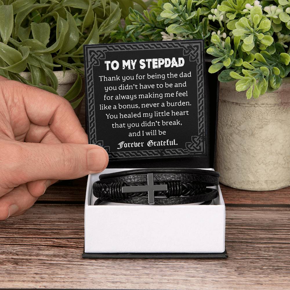 Gift for Stepdad-Will Be Forever-Cross Bracelet