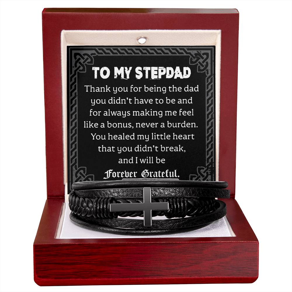 Gift for Stepdad-Will Be Forever-Cross Bracelet