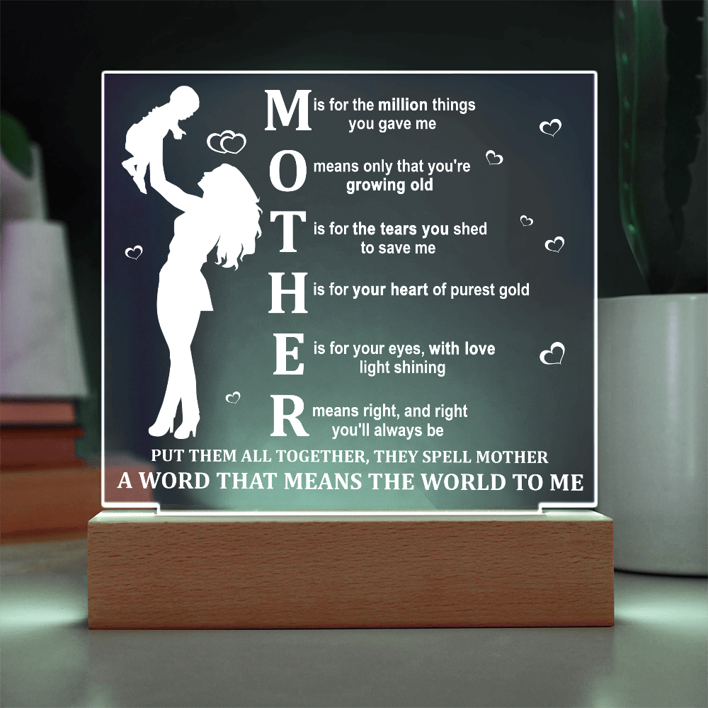 Mom-Means The World-Square Acrylic