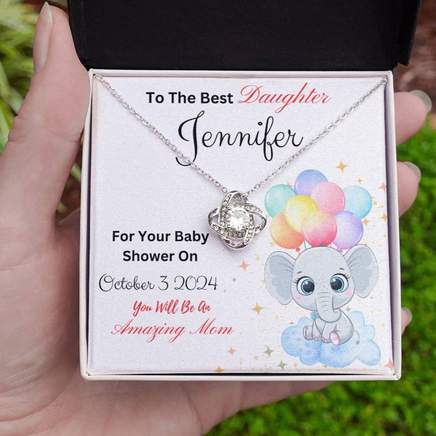 Personalized -Gift for Mother To Be-Love Knot Necklace