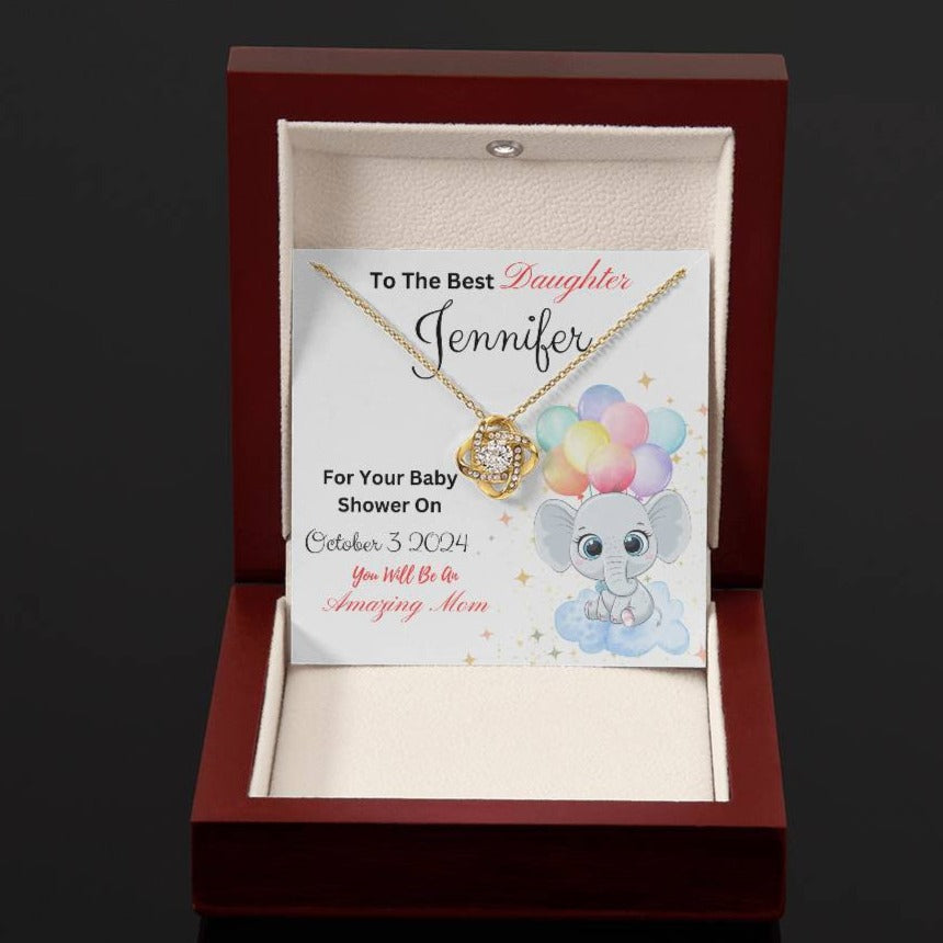 Personalized -Gift for Mother To Be-Love Knot Necklace