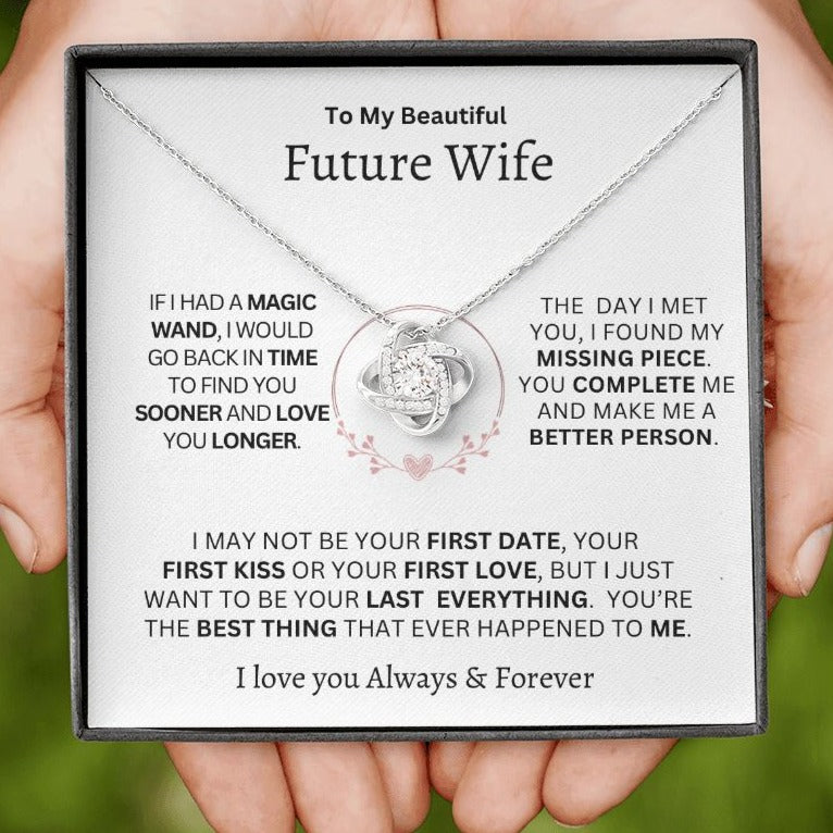 Gift For Future Wife-"If I Have A Magic Wand" Love Knot necklace