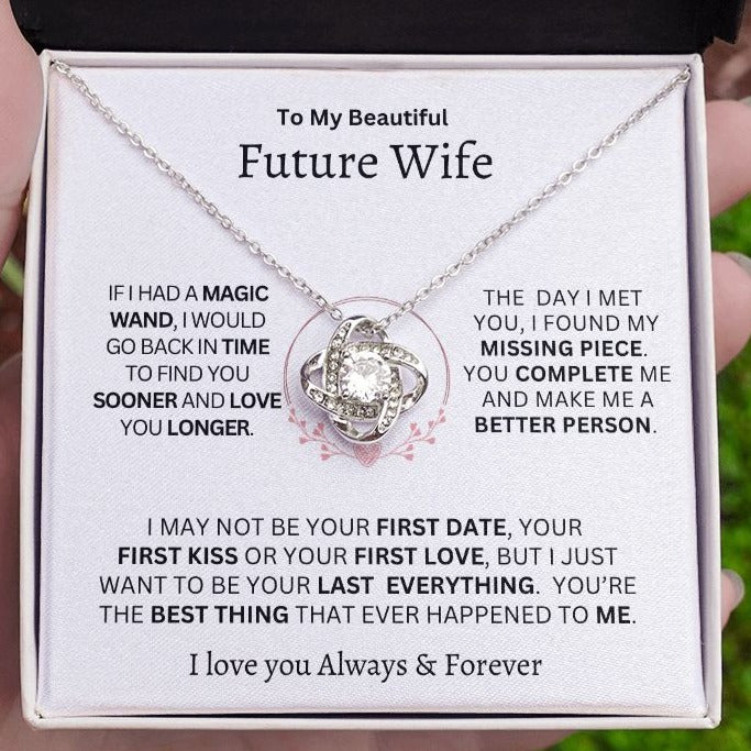 Gift For Future Wife-"If I Have A Magic Wand" Love Knot necklace