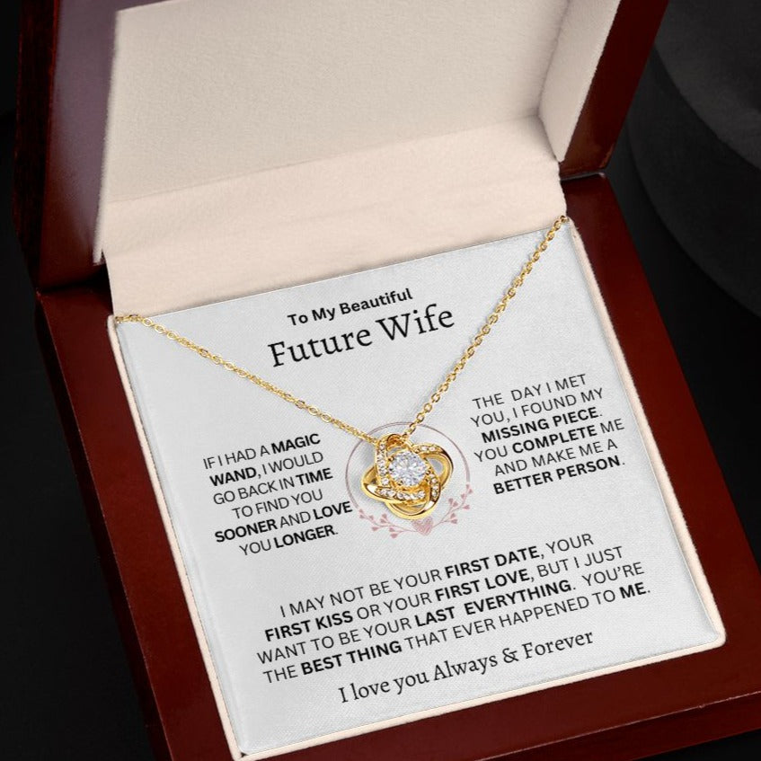 Gift For Future Wife-"If I Have A Magic Wand" Love Knot necklace