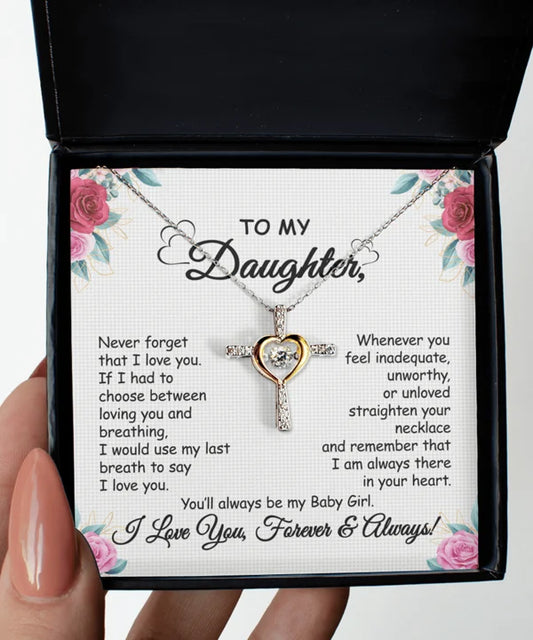 To My Daughter Cross Necklace -new