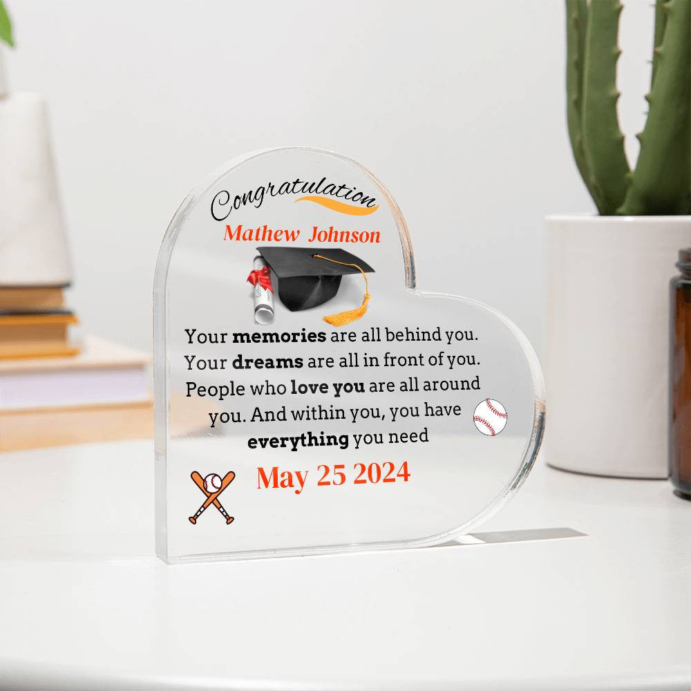 Graduation Acrylic Heart Plaque-Personalize