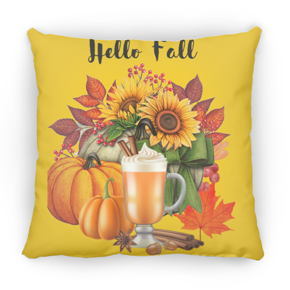 Hello Fall  Pillow  Large 16.5X15.5 Square