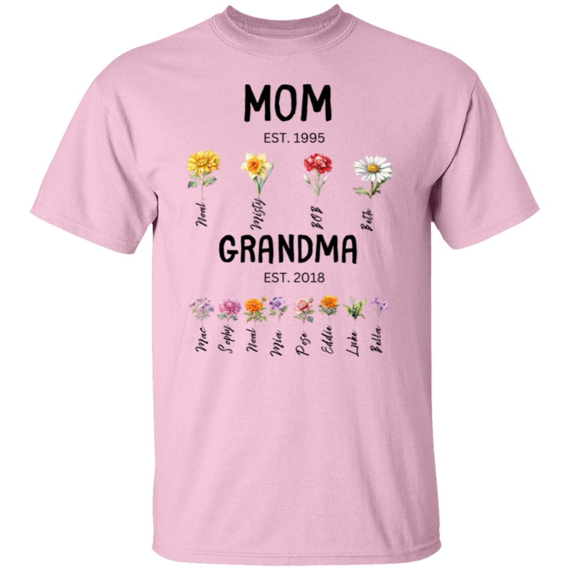 Mom/Grandma EST. Birth flowers Mom/Grandma Est. birth flowers Tees Shirt